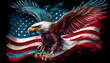 Wavy American flag with an eagle symbolize. Generative AI