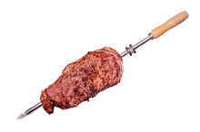 A Brazilian Traditional Barbecue Grilled Flank Steak On The Stick - Fraldinha No Espeto