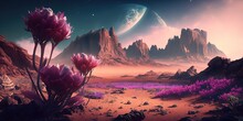 The Flower Plants On An Alien Planet Have An Amazing Landscape, Generative AI
