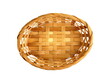 Empty wicker basket on a white background. Top view.