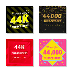 Wall Mural - Thank you 44k subscribers set template vector. 44000 subscribers. 44k subscribers colorful design vector. thank you forty four thousand subscribers