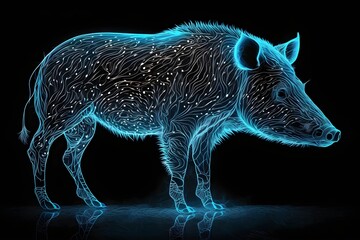 Poster - wild boar in the night