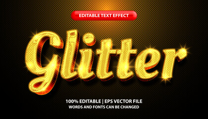 Glitter text, editable text effect templates, gold metal effect text style