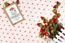 Flat Lay Strawberries In A Basket