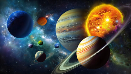  Solar system planets around the scientific sun information, Oil Paintings