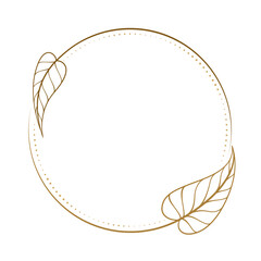 Wall Mural - vector round dotted frame. autumn leaves decoration