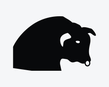 Bull Icon Ox Cow Head Buffalo Horn Animal Ring Toreador Taurus Black White Silhouette Symbol Sign Graphic Clipart Artwork Illustration Pictogram Vector