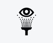 Eyewash Eye Wash Rinse Clean Shower Safety Emergency Care Black White Silhouette Sign Symbol Icon Vector Graphic Clipart Illustration Artwork Pictogram