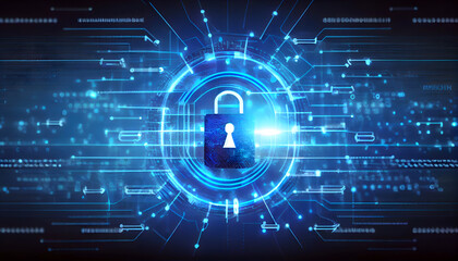 Code lock on digital background, Cyber technology security, network protection background design