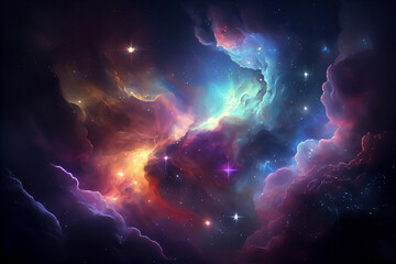 Wall Mural - Space Art Nebula is a Textured Background Inspired by the Wonders of the Sky and Galaxy. Featuring Deep Space and Cosmic Elements in Bright and Deep Hues, it Creates an Abstract and Fantasy Effect.