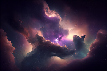 Wall Mural - Space Art Nebula is a Textured Background Inspired by the Wonders of the Sky and Galaxy. Featuring Deep Space and Cosmic Elements in Bright and Deep Hues, it Creates an Abstract and Fantasy Effect.