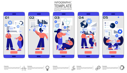Wall Mural - app screen vector design template. template application  interface with flat illustrations. smartphone, UI,idea and concept think creativity modern  design