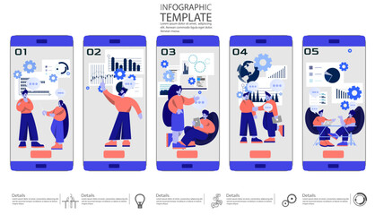 Wall Mural - app screen vector design template. template application  interface with flat illustrations. smartphone, UI,idea and concept think creativity modern  design