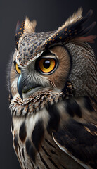 Wall Mural - Illustration of A Horned Owl. Predator with a Sharp Beak. Wildlife.