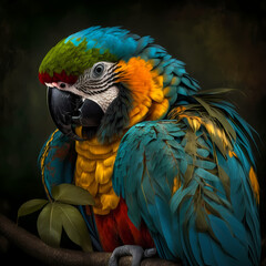 Wall Mural - Parrot - Exotic Macaw. Generative AI