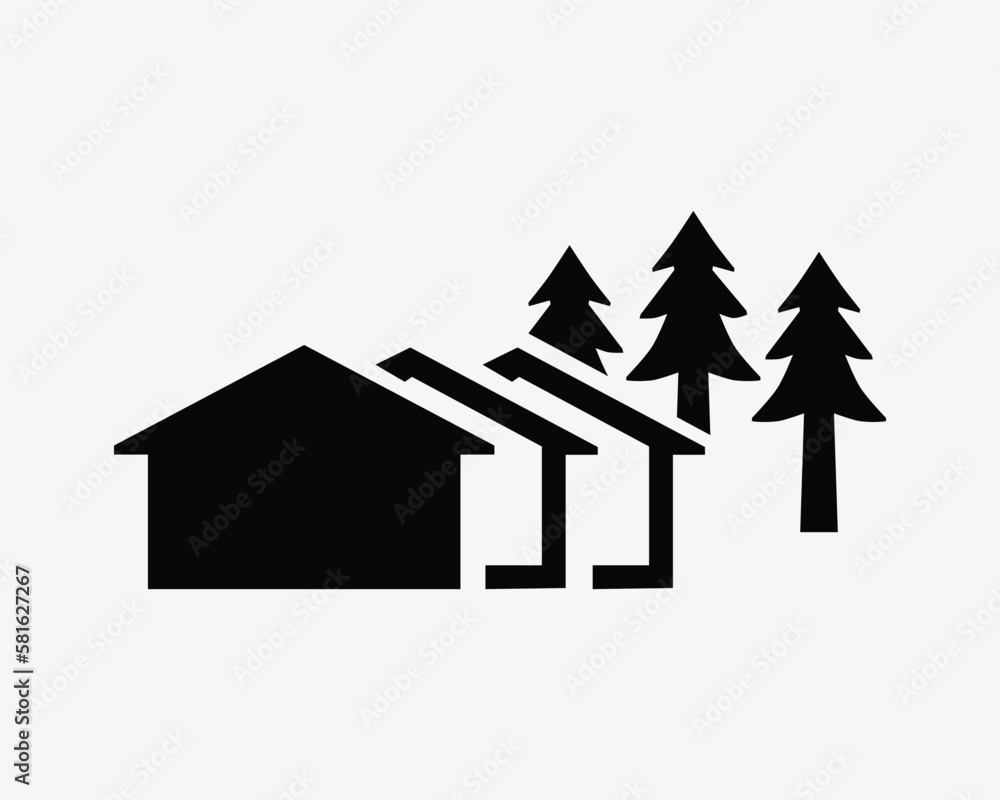Neighbourhood Icon Row of Residential Houses Homes with Trees Vector ...