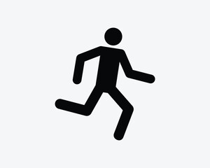 Man Running Icon Stick Figure Person Run Walk Walking Action Vector Black White Silhouette Symbol Sign Graphic Clipart Artwork Illustration Pictogram