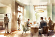 © Michael - group of people in office, business meeting watercolor illustartio, generative ai