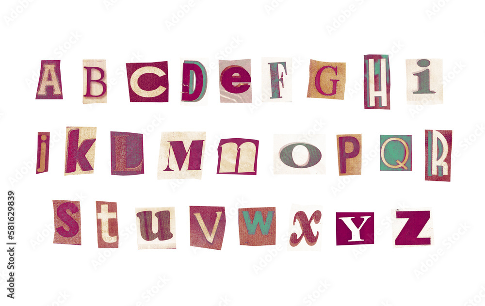 Colorful Newspaper Alphabet Collage: High-Resolution PNG Images of ...