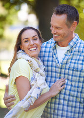 Poster - True feelings can never be hidden. Portrait of an affectionate couple outside in the summer sun.