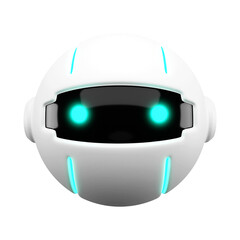 Friendly Cute robot with hand up hello, chatbot mascot, AI, Artificial intelligence, virtual smart assistant bot icon, customer support chat bot, innovation and technology concept. 3d rendering