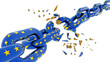 © sea and sun - european union chain broken shuttered brexit - 3d rendering