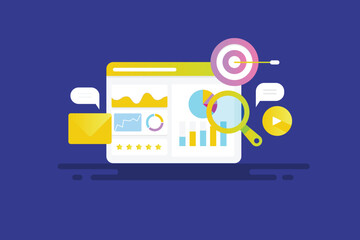 Wall Mural - web ui interface displays big data analytics graph chart diagram information report on screen. finan