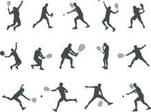 Male Tennis Player Silhouettes , Tennis Player Silhouette , Man Tennis Player Vector, Tennis Player SVG, Tennis Silhouettes