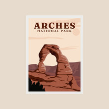 Arches National Park Print Poster Vintage Vector Symbol Illustration Design