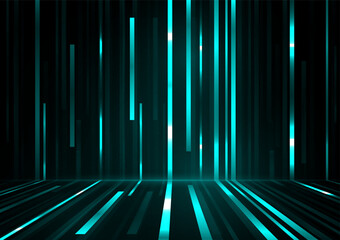 Wall Mural - A bright blue beam moves down. Sparkling neon particles. Futuristic information flow. Data transfer. Digital technology concept. vector illustration