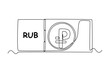 © klikline - Single one-line drawing rubel paper currency from Russia. Country currency concept continuous line draw design graphic vector illustration