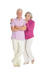 Wall Mural - happy senior couple on white background