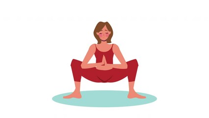 Wall Mural - woman practicing yoga character animation