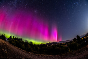 Wall Mural - aurora australis over the mountains