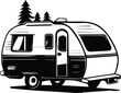 Camper RV Motorhome Logo Monochrome Design Style
