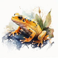 Golden Frog Watercolour portrait, Animal illustration