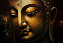Buddha Statue, Oil Painting, Generative AI