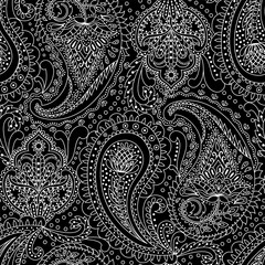 Wall Mural - Paisley Ethnic Floral Hand Drawn Seamless Pattern