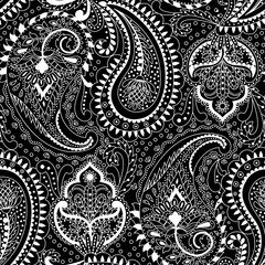 Wall Mural - Paisley Ethnic Floral Hand Drawn Seamless Pattern