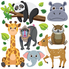 Canvas Print - Set of mix animal character