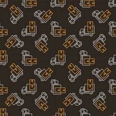 Wall Mural - Boxes in Delivery Truck vector concept brown seamless pattern