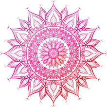 Floral Pattern Abstract Pink Mandala Art Isolated On A White Background, Element For Modern Day Poster Design, Yoga Banner, Meditation, Tattoo, Page Design, Mandala Vector Art Illustration