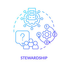 Wall Mural - Stewardship blue gradient concept icon. Operations management. Digital storage. Data lake architecture abstract idea thin line illustration. Isolated outline drawing. Myriad Pro-Bold font used