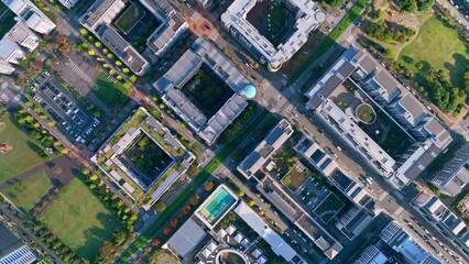 Canvas Print - 現代都市の空撮　真俯瞰