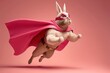 Super rabbit as superhero with cape background. Created Generative Ai