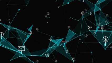 Wall Mural - plexus with hud elements. abstract background. 4k