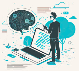 Man using AI illustration