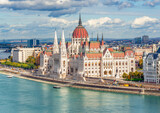 Fototapeta Big Ben - Budapest cityscape with Hungarian parliament building and Danube river, Hungary