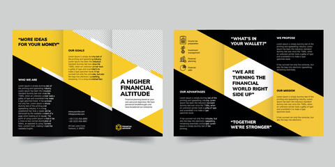 Wall Mural - Financial Advisor  trifold brochure template. A clean, modern, and high-quality design tri fold brochure vector design. Editable and customize template brochure