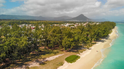 Wall Mural - Aerial view of Flic en Flac Beach, Mauritius Island